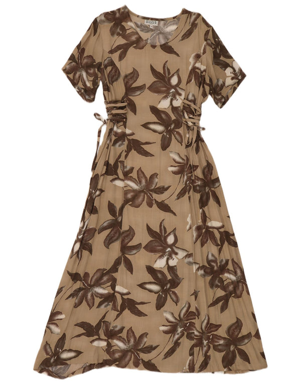 Silvia Bauer Robe longue coupe décontractée pour femme IT 50 XL Beige Floral Bohème