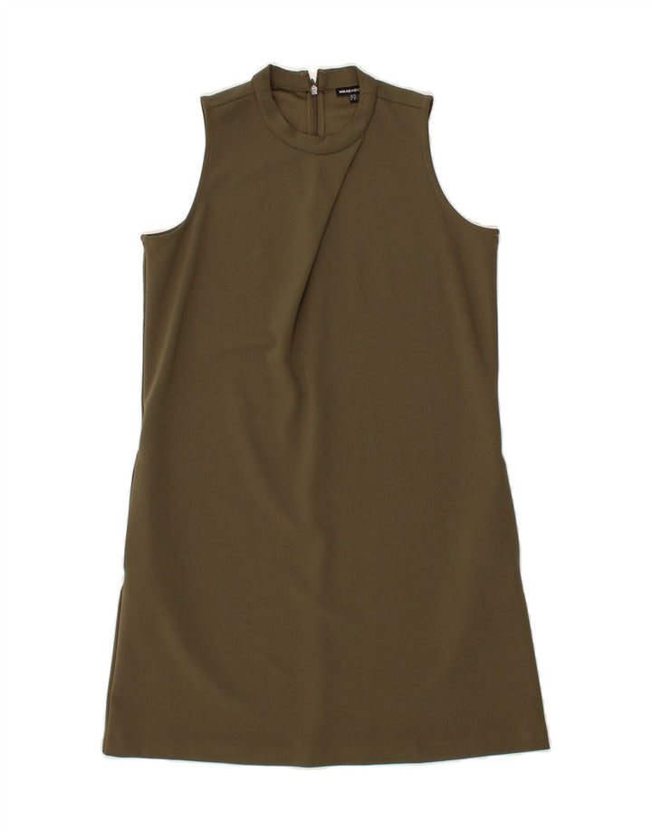 WAREHOUSE Womens Sleeveless Basic Dress UK 10 Small Khaki Polyester Vintage Warehouse and Second-Hand Warehouse from Messina Hembry 