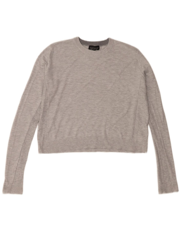 Topshop Pull surdimensionné à col rond pour femme UK 10 Petit Gris