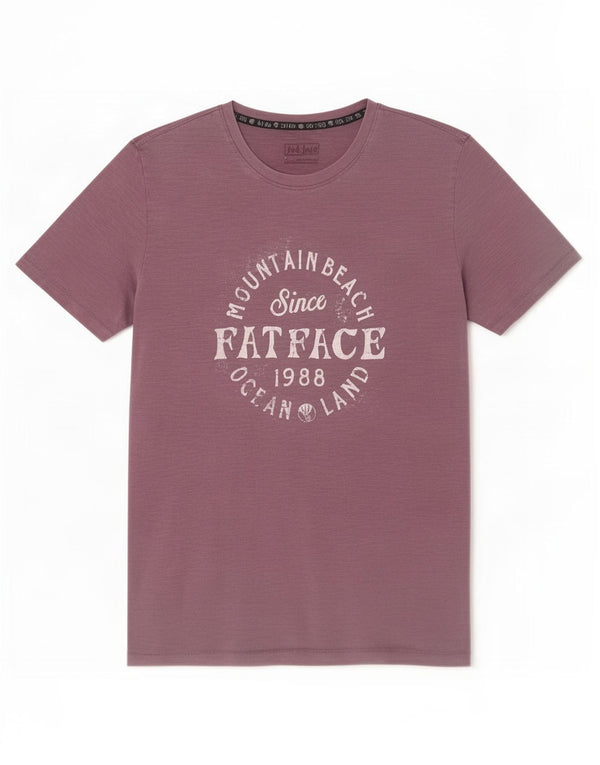 Fat Face T-Shirt Graphique Homme Violet Moyen Coton