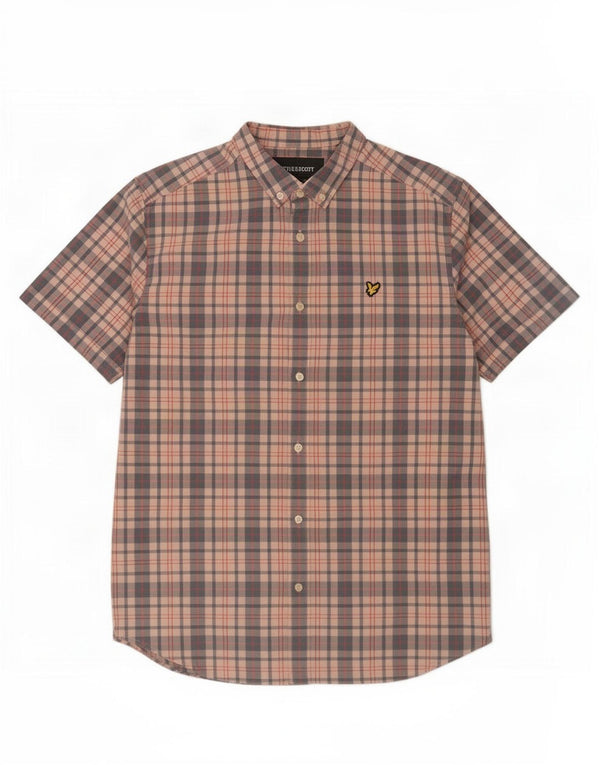 Lyle & Scott Chemise à manches courtes pour homme XL en coton à carreaux rose