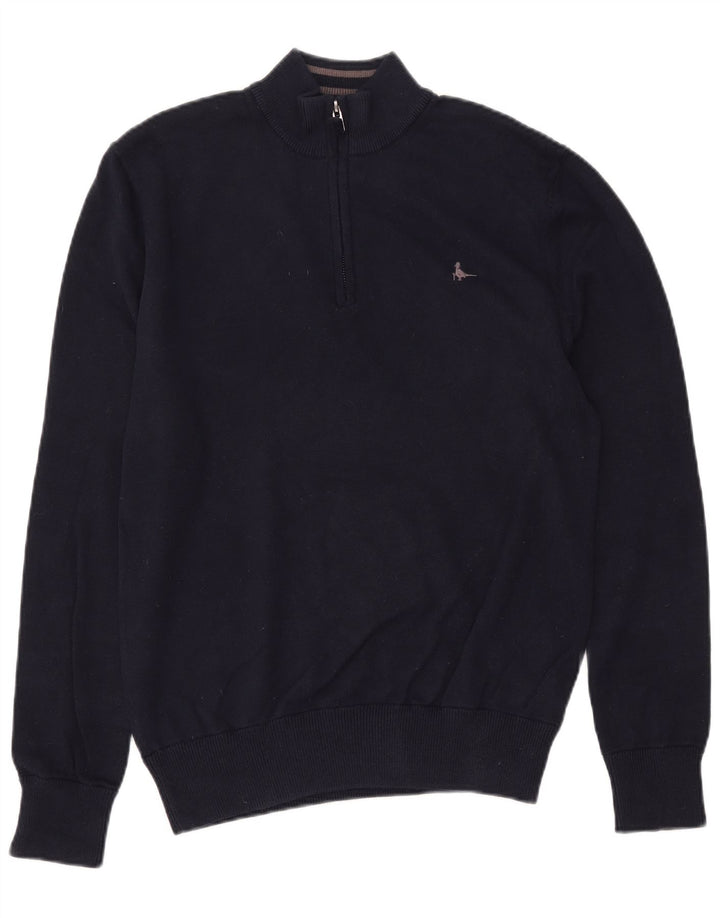JACK WILLS Pull Col Zippé Homme Bleu Marine Moyen Coton