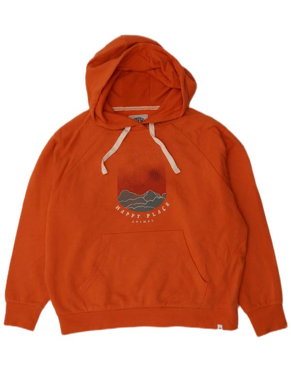 Animal Pull à capuche surdimensionné graphique pour femme UK 8 petit coton orange