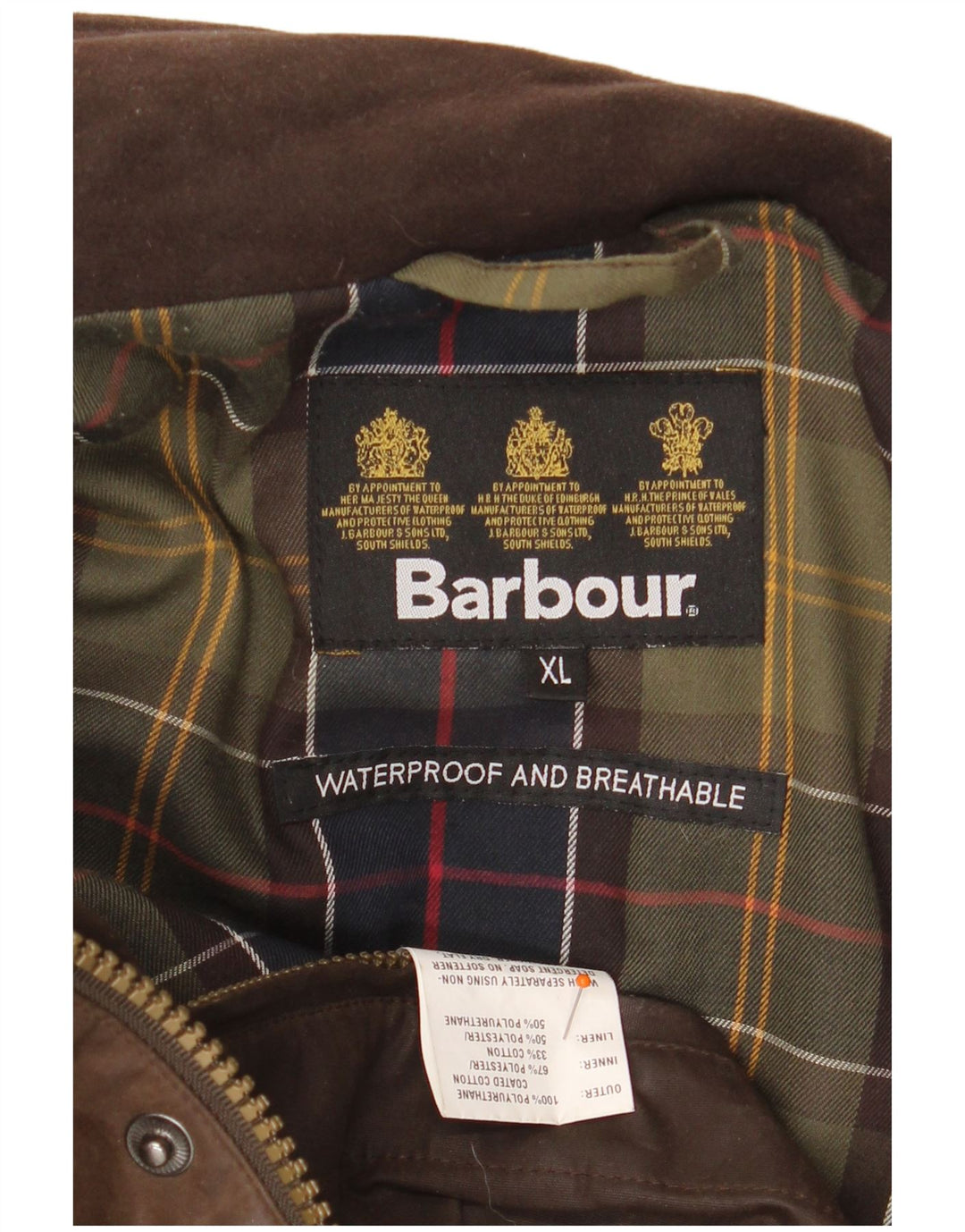 BARBOUR Veste ample en coton ciré pour homme UK 42 XL Marron Polyuréthane