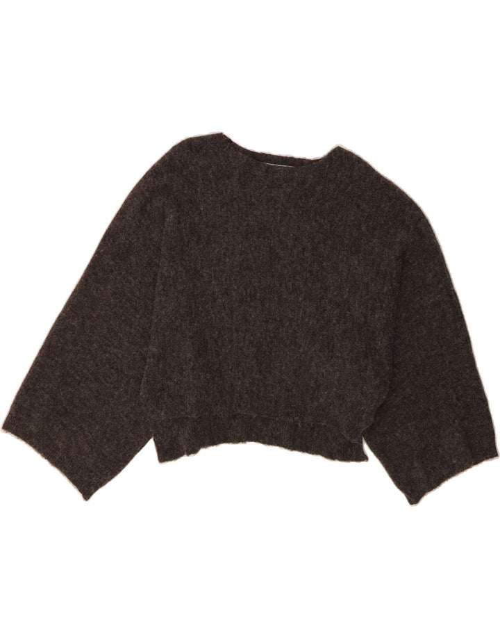 ZARA Womens Oversized Crew Neck Jumper Sweater UK 10 Small Grey Acrylic Vintage Zara and Second-Hand Zara from Messina Hembry 