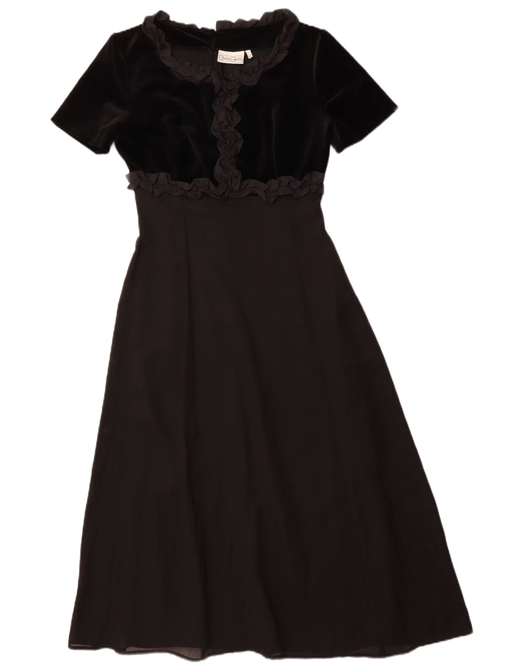 vintage Femmes Volants Avant Maxi Robe IT 42 Moyen Noir