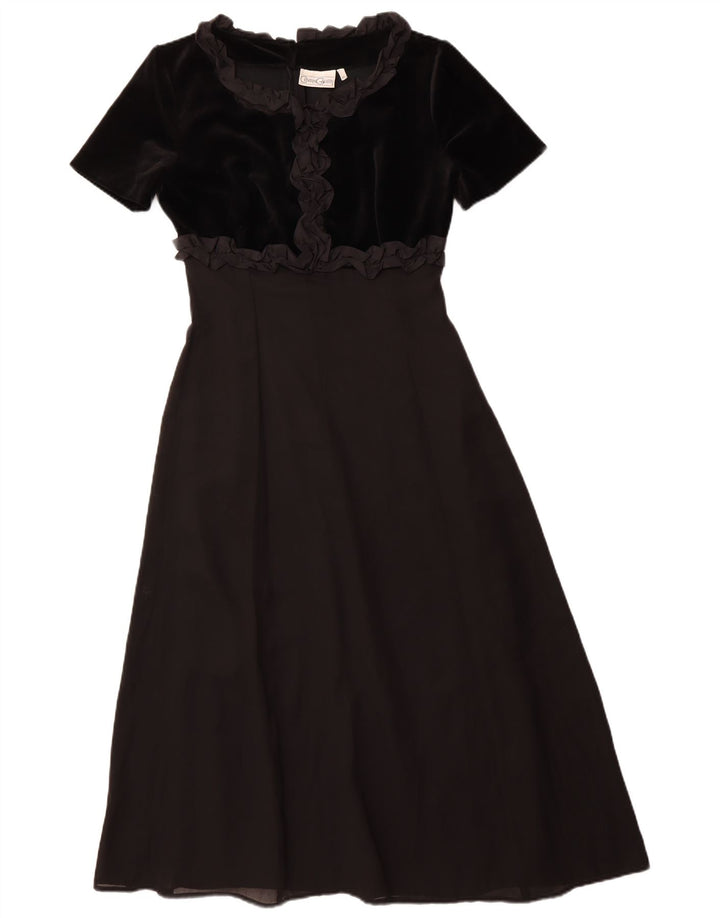 vintage Femmes Volants Avant Maxi Robe IT 42 Moyen Noir