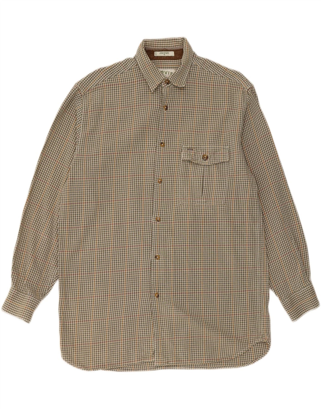 Orvis Chemise en flanelle pour homme en coton pied-de-poule vert moyen