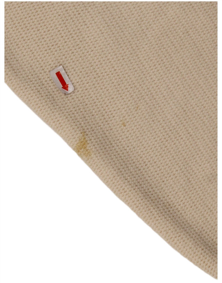 VINTAGE Pull col V homme grand coton beige