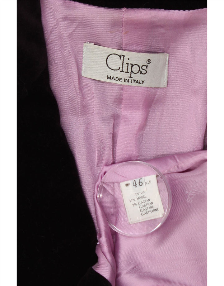 Clips Veste blazer en velours à 2 boutons pour femme IT 46 Large Violet Coton