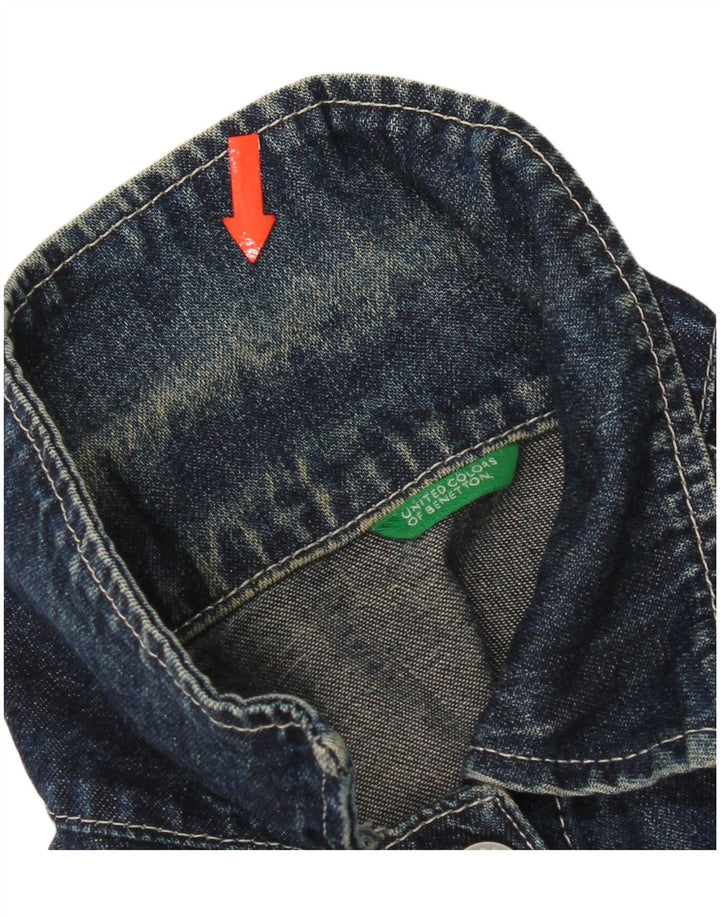 Benetton Veste en jean courte pour femme UK 10 Petit coton bleu