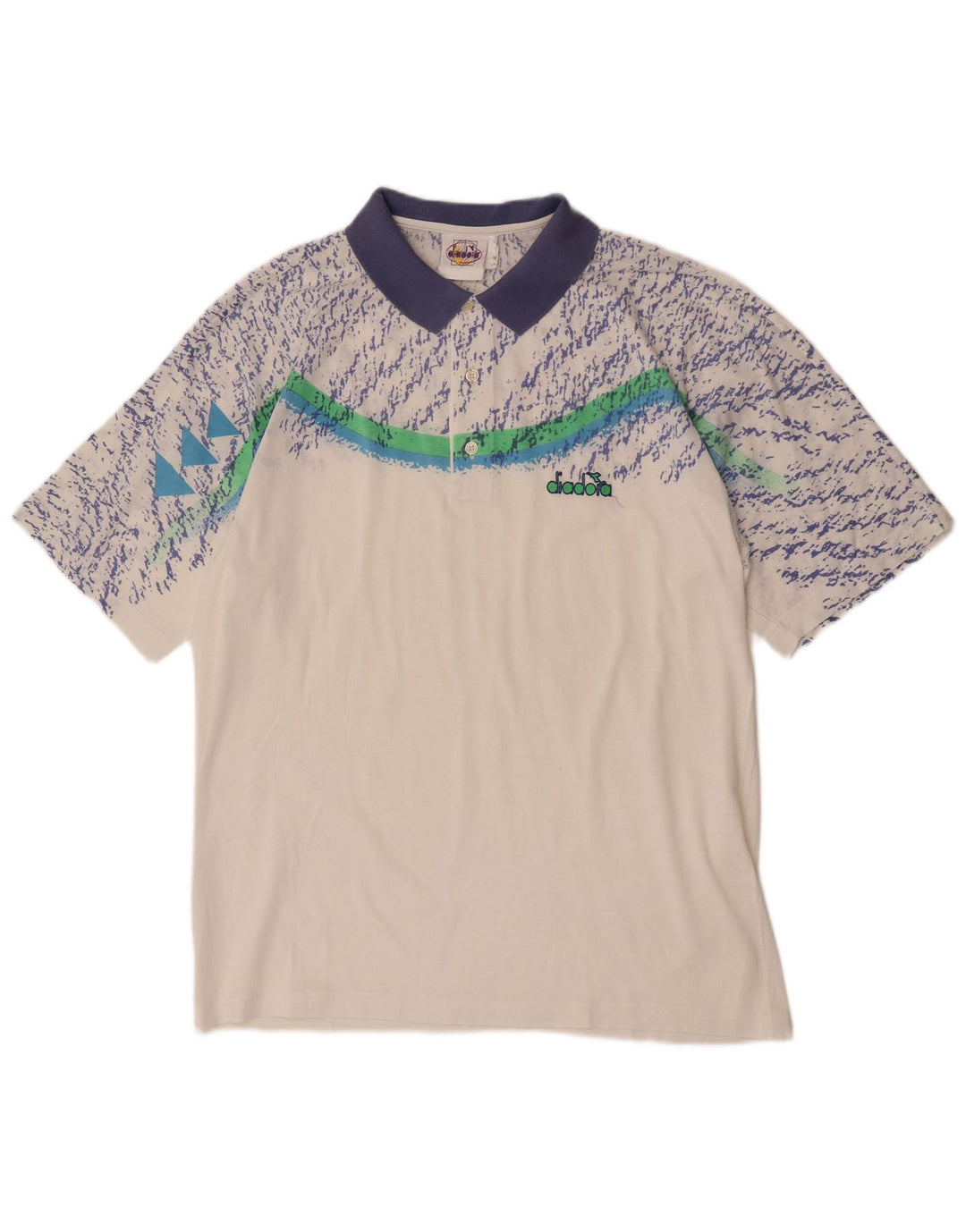 Diadora Polo à manches courtes pour hommes à motif abstrait IT 52 Large Blanc