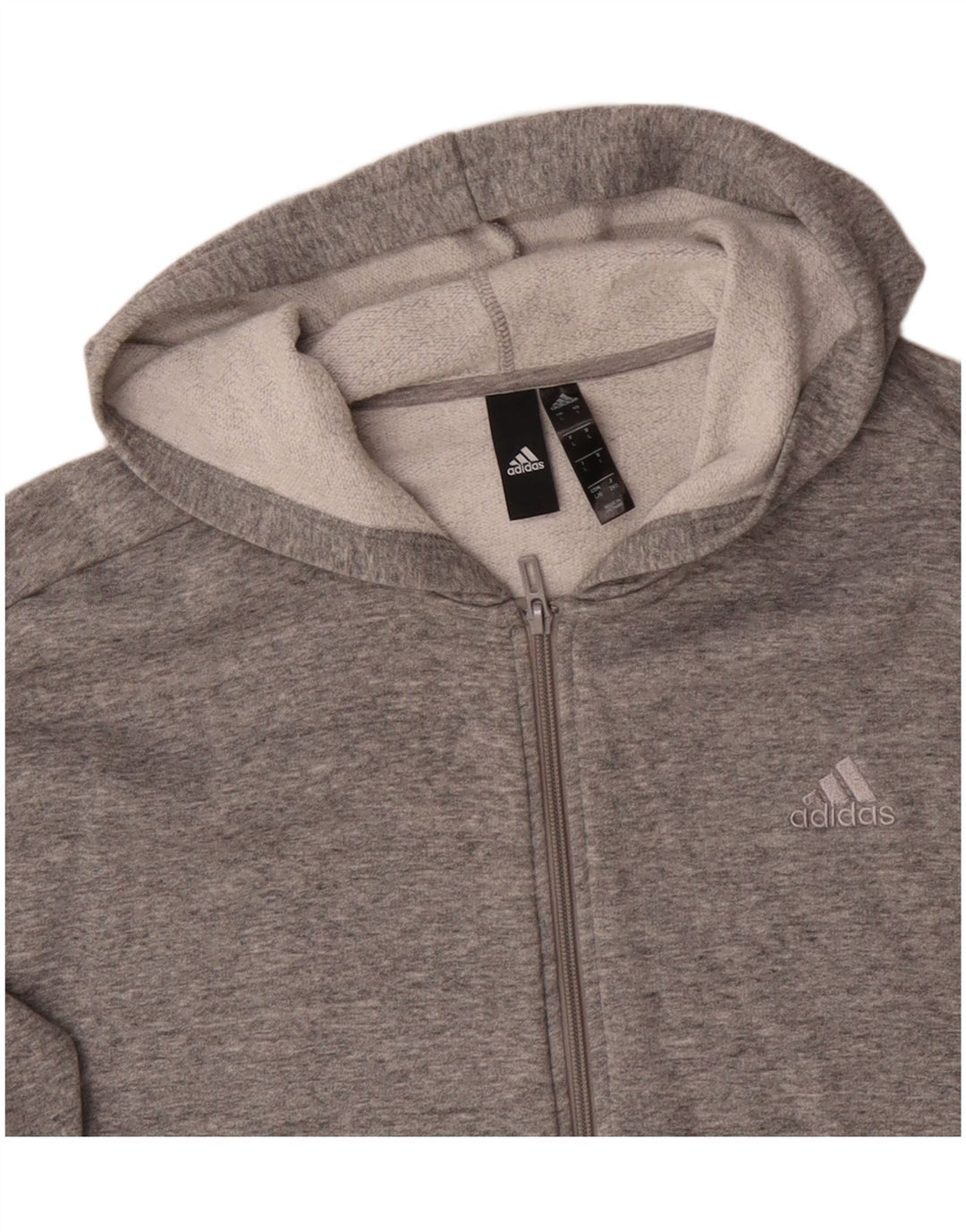 ADIDAS Pull à capuche zippé graphique pour hommes, grand gris, polyester