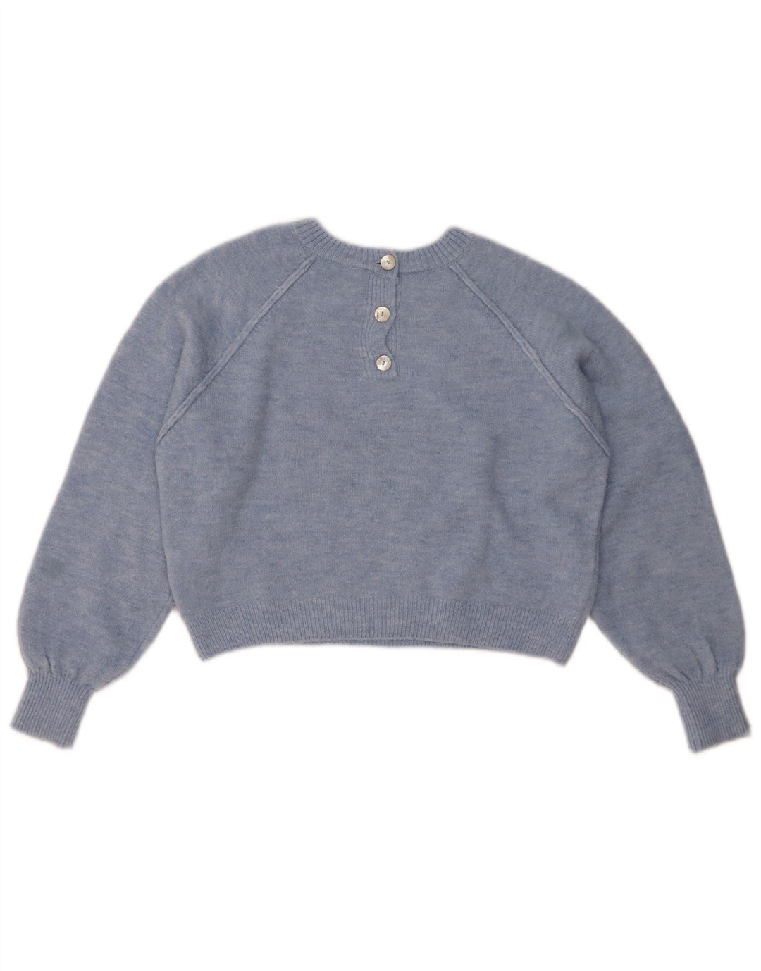 ZARA Pull court surdimensionné à col rond pour femme UK 10 Petit Bleu