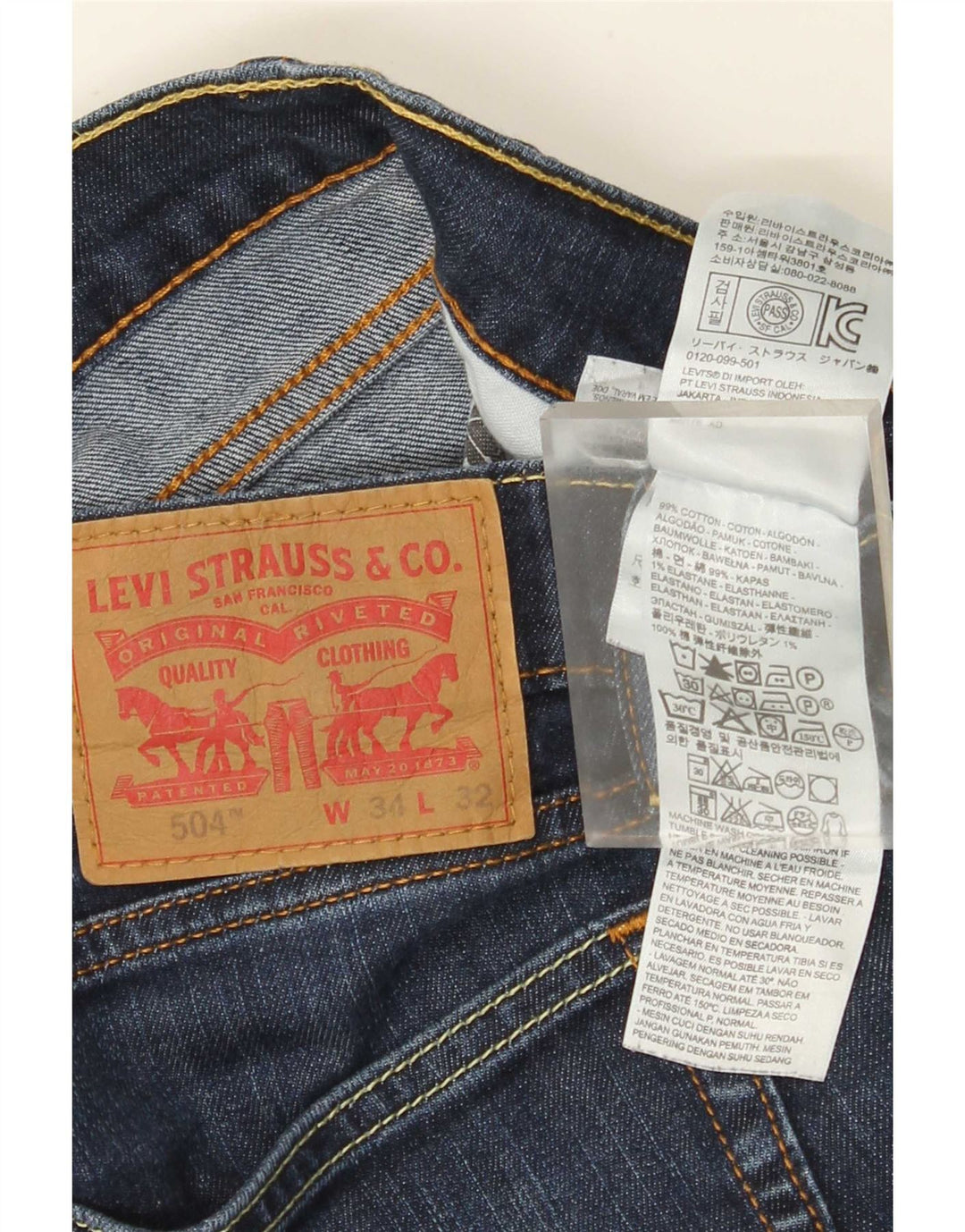 Levi's Jean Droit 504 Femme W34 L32 Bleu Coton
