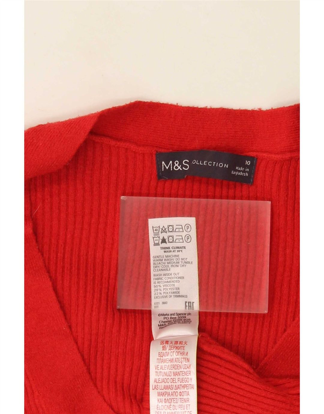 Marks & Spencer Pull surdimensionné à col en V pour femme UK 10 Petit Rouge