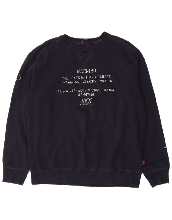 AVIREX Sweat-Shirt Graphique Homme XL Bleu Marine Coton
