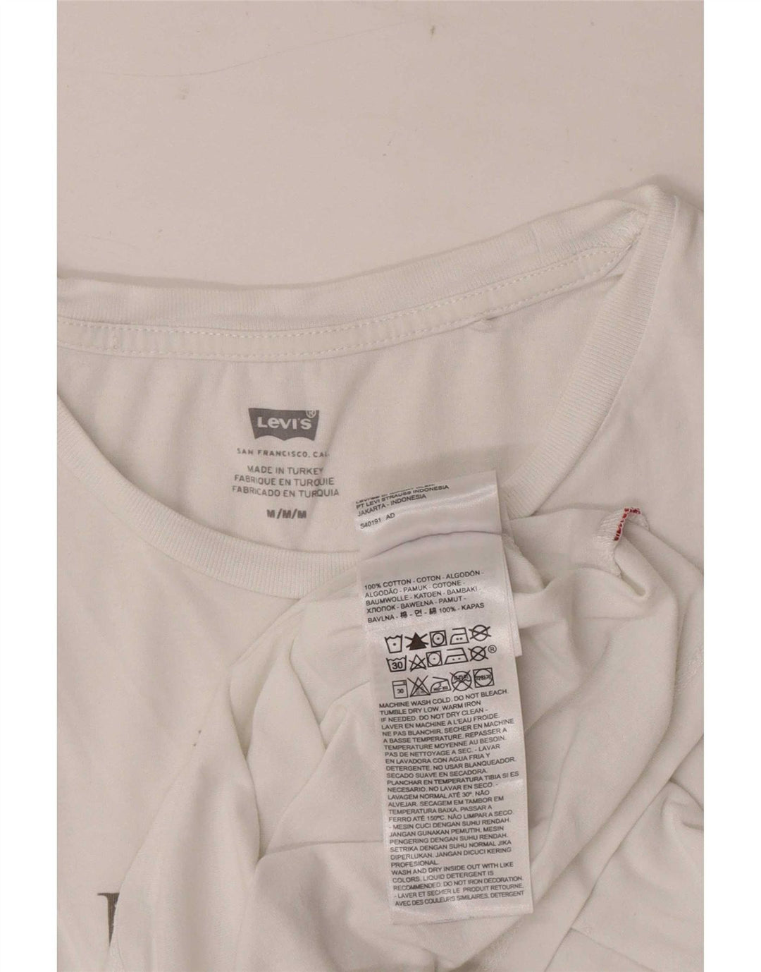Levi's T-Shirt Graphique Femme UK 12 Coton Blanc Moyen