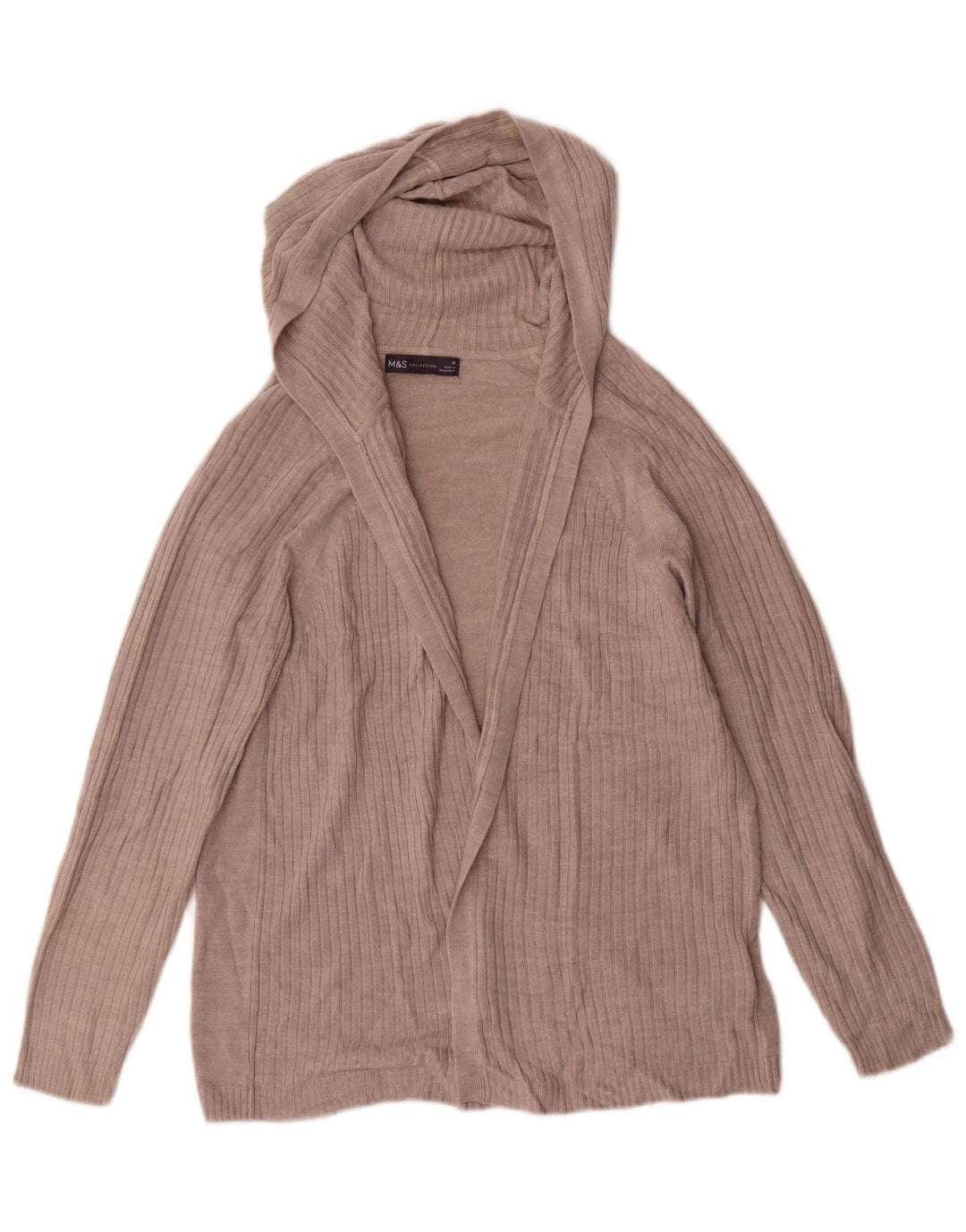 Marks & Spencer Pull cardigan ouvert à capuche pour femme UK 14 Beige moyen