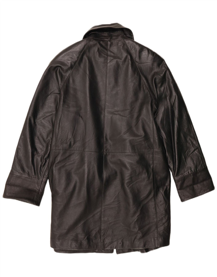 manteau en cuir femme vintage IT 42 Cuir noir moyen