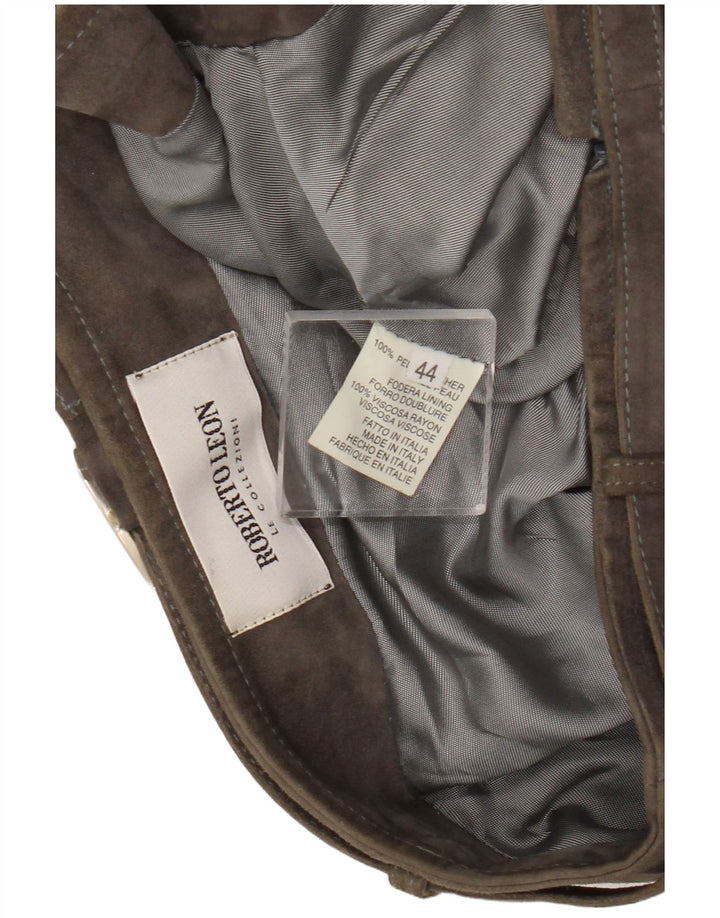jupe en daim femme vintage IT 44 Medium W26 Cuir Kaki