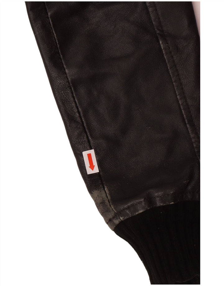 XDYE Veste en cuir pour femme UK 10 Petit motard en cuir noir