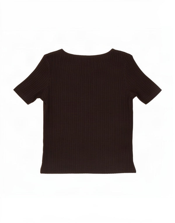 Zara Womens Crop Blouse Top UK 10 Petit Coton Noir