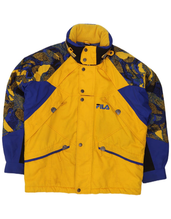 Fila Veste de ski à capuche pour homme IT 46 Small Jaune Colorblock Polyester Sports
