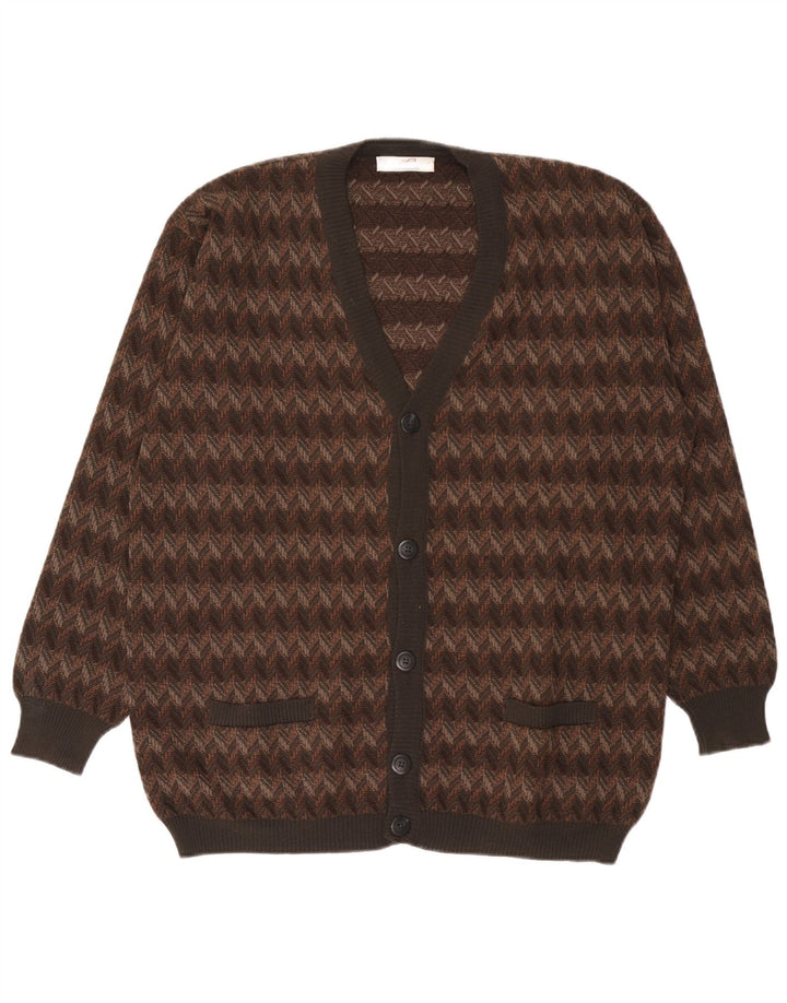 Bernardini Cardigan Homme Pull Large Marron Géométrique