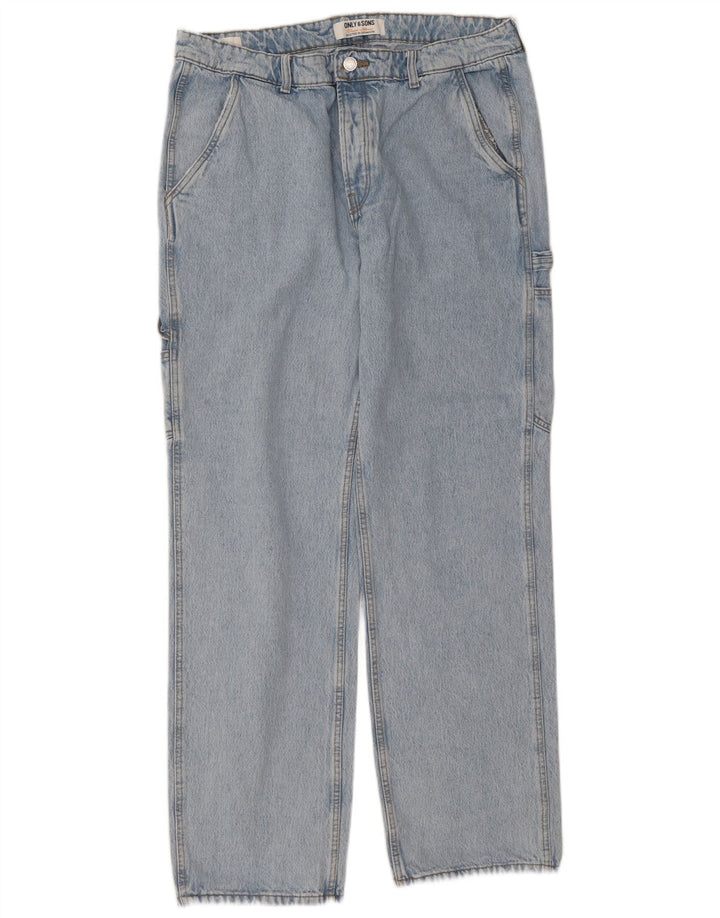 Only & Sons Jean Cargo Droit Homme W36 L34 Bleu Coton