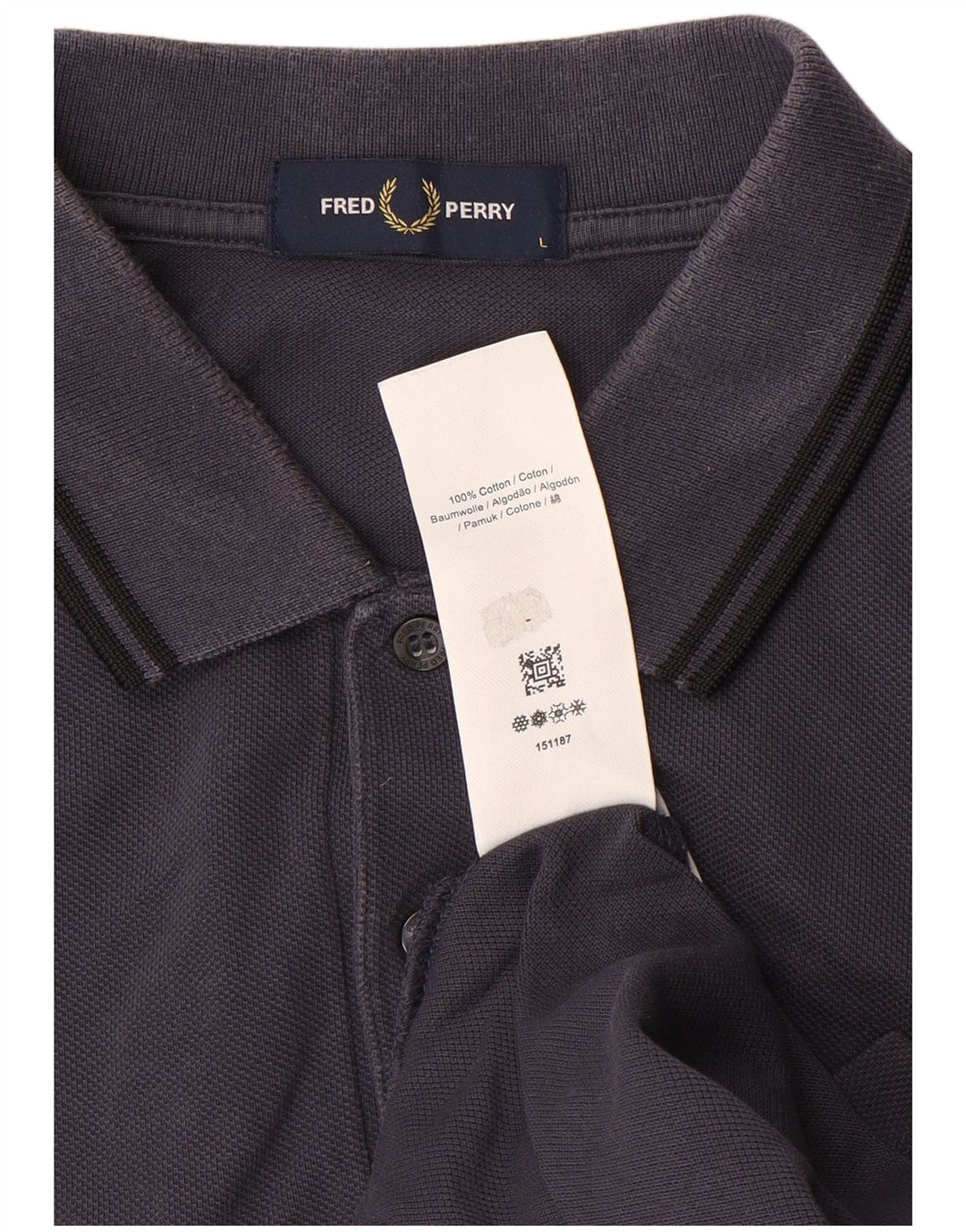 Fred Perry Polo à manches longues pour hommes, grand coton gris
