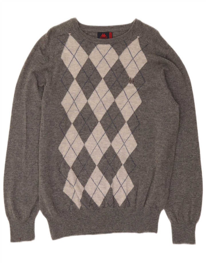 Kappa Pull Col Bateau Homme Gris Moyen Argyle/Diamond Laine