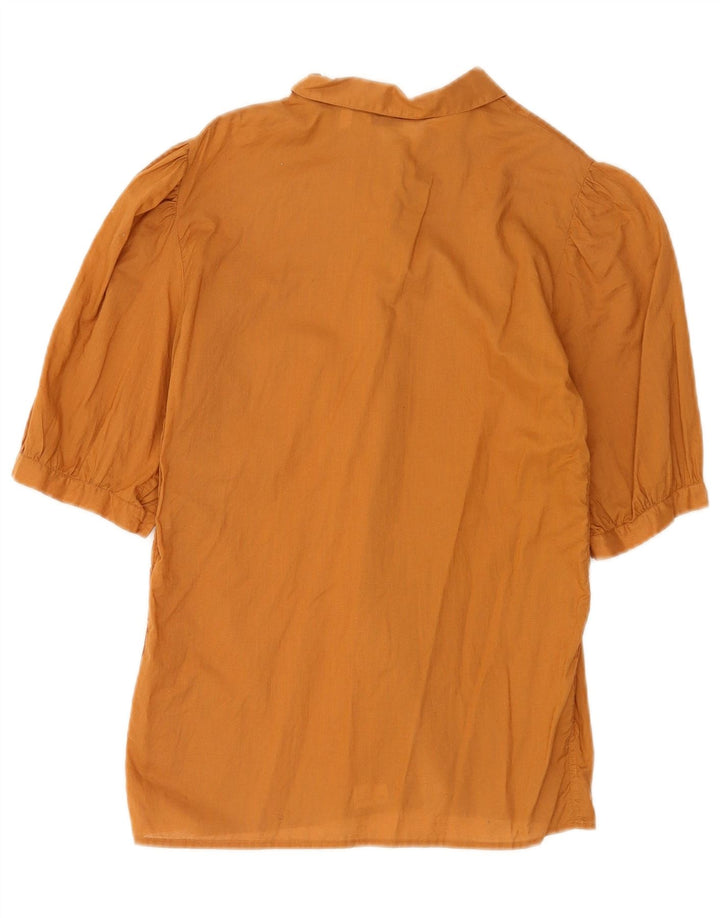 vintage Femme Chemise À Manches Courtes Blouse IT 42 Brun Moyen