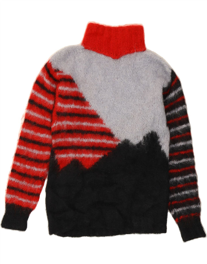 VINTAGE Womens Roll Neck Jumper Sweater UK 12 Medium Multicoloured Striped Vintage Vintage and Second-Hand Vintage from Messina Hembry 