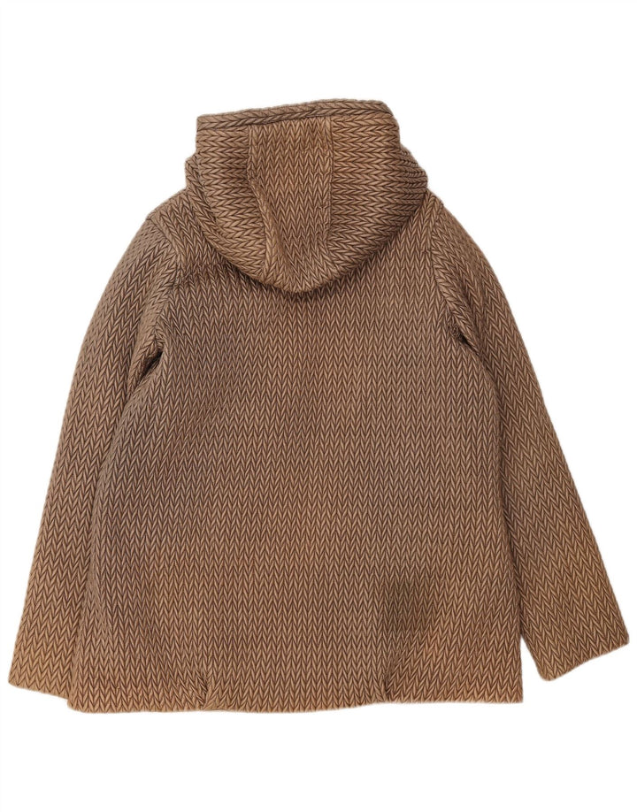 DKNY Womens Hooded Padded Reversible Jacket UK 16 Large Beige Colourblock