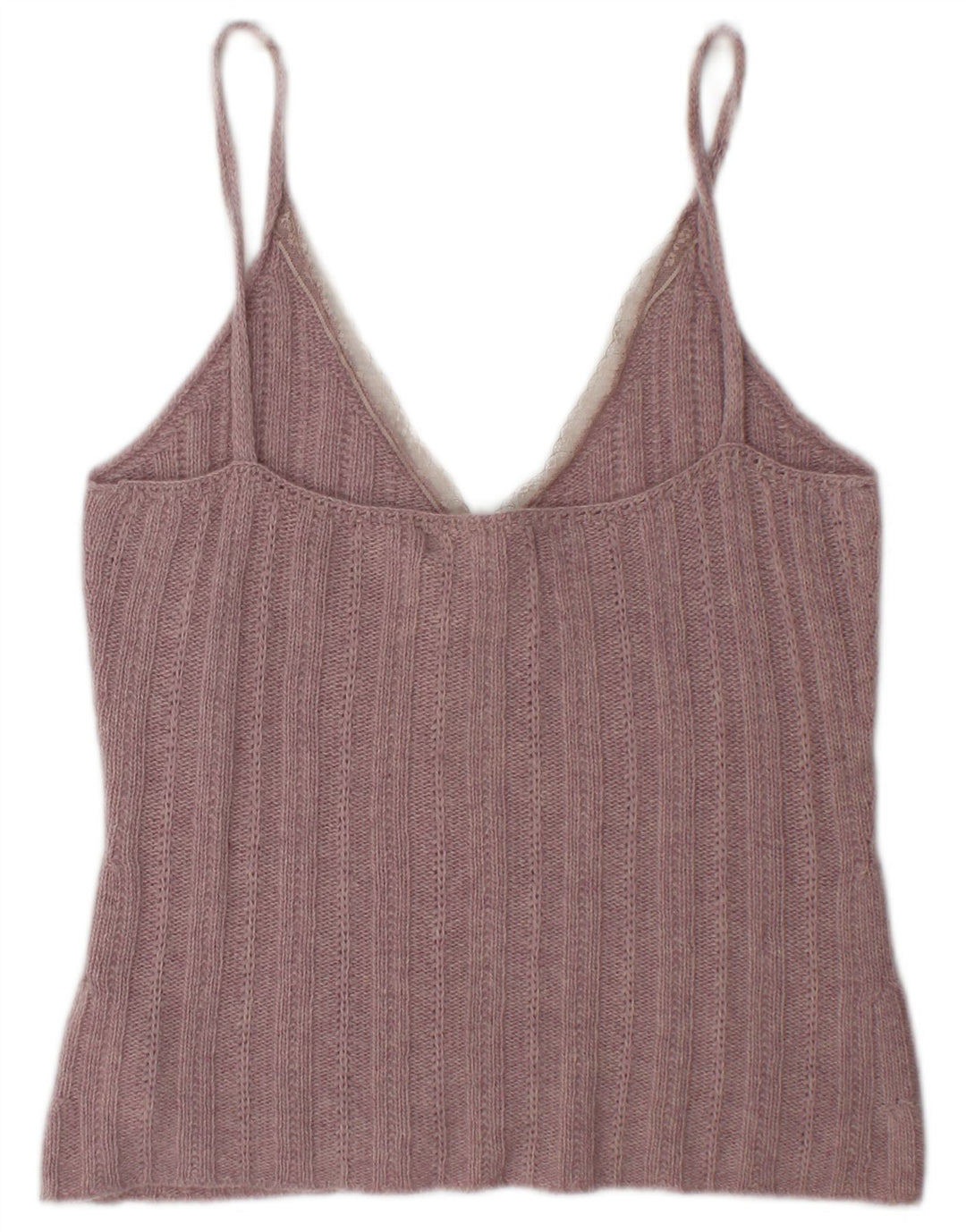 Zara Womens Crop Knit Cami Top UK 14 Grande laine rose