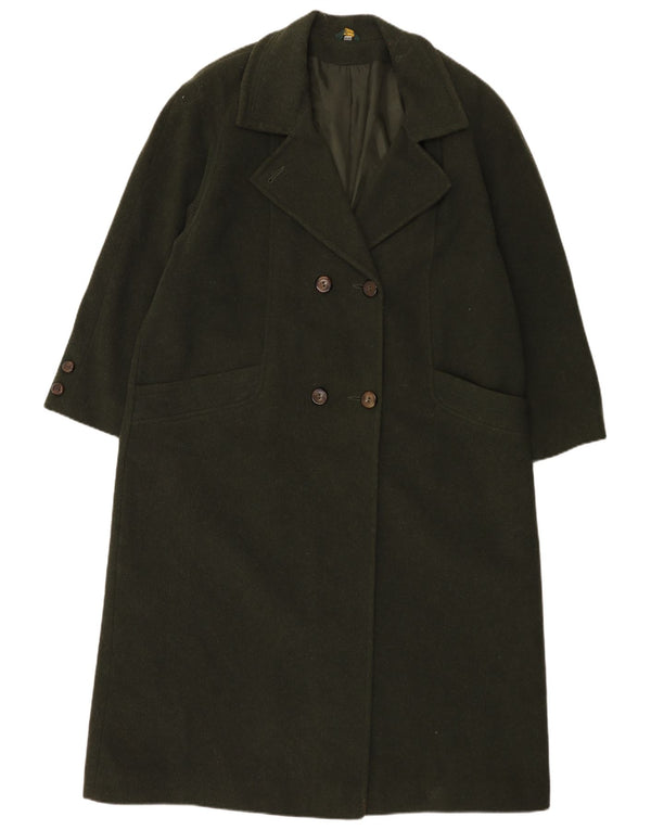 Elegance Womens Oversized Double Breasted Coat IT 44 Medium Khaki Wool