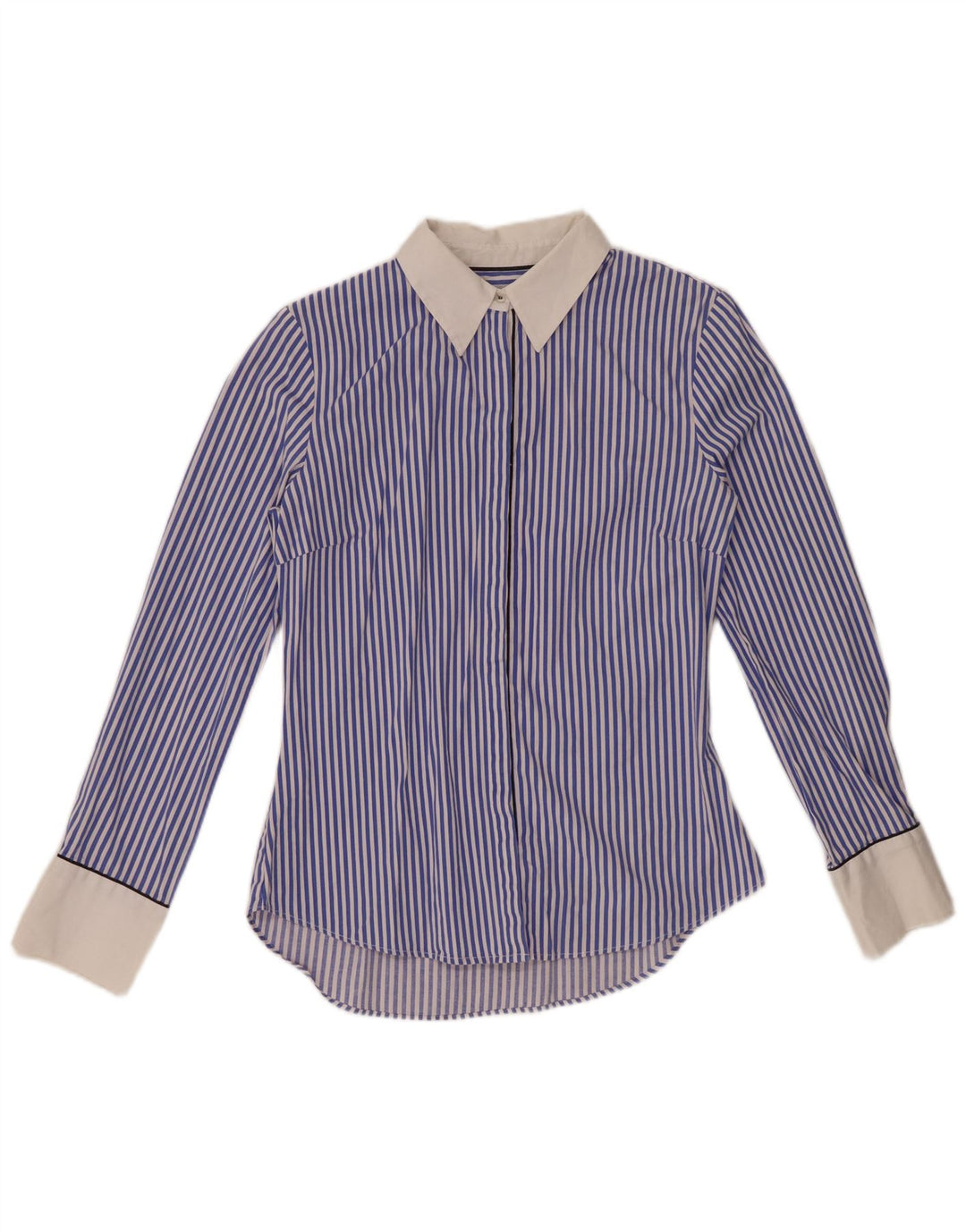 Chemise femme ZARA UK 12 bleu moyen à fines rayures