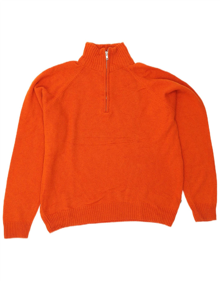 Asics Pull Col Zippé Homme Orange Moyen Laine