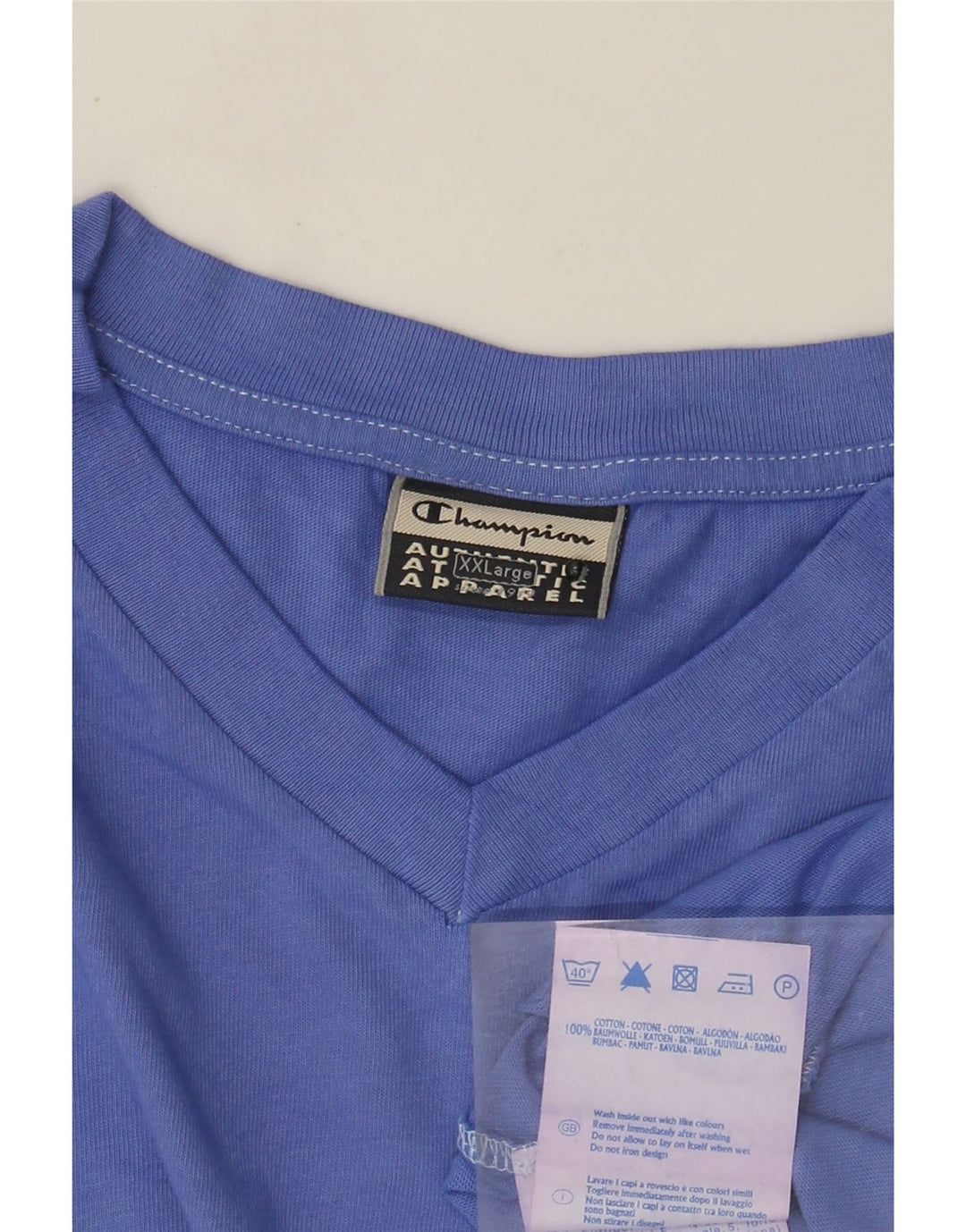 Champion T-Shirt Homme Top 2XL Bleu Coton