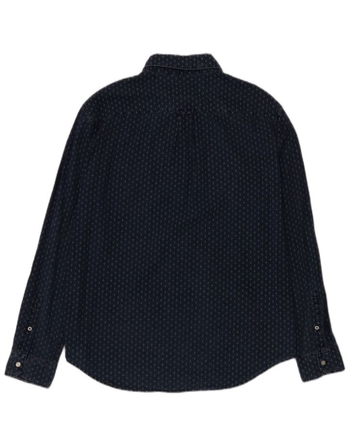 American Eagle Chemise coupe classique pour homme en coton à pois bleu marine