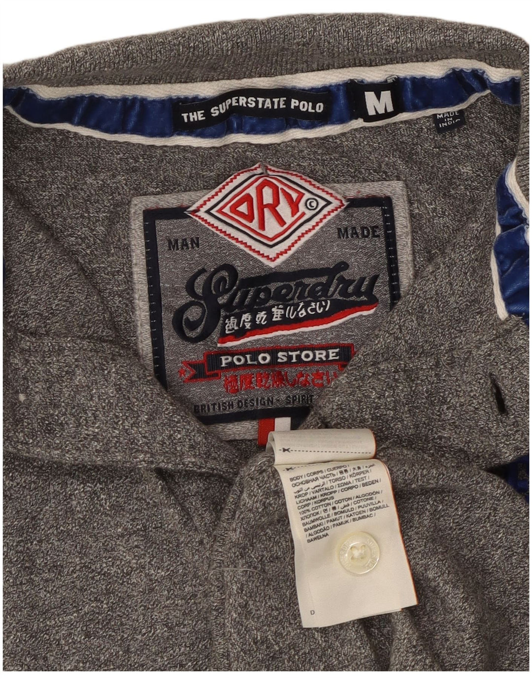 SUPERDRY Polo Graphique Homme Gris Moyen Coton