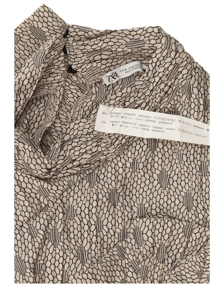 Zara Chemisier surdimensionné à manches longues pour femme UK 44 Gris moyen géométrique