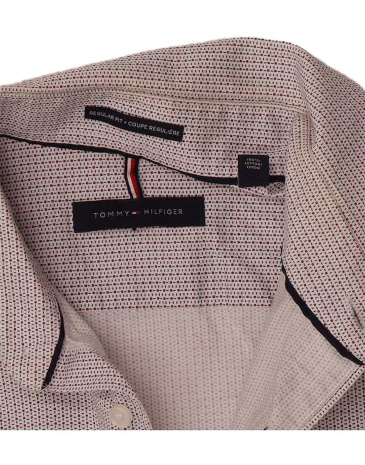 Tommy Hilfiger Chemise coupe régulière pour homme Taille 15 1/2 Coton à carreaux blanc moyen