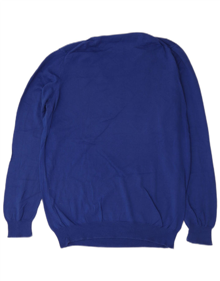 Zara Pull col V pour homme en coton bleu Taille L