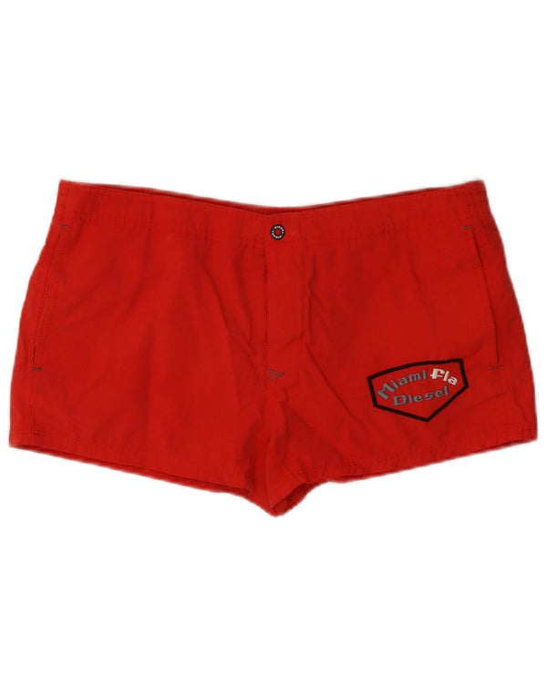 Diesel Short De Bain Graphique Femme Rouge Moyen Coton