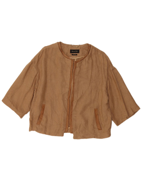 Massimo Dutti Veste blazer ouverte à manches 3/4 pour femme UK 16 Large Marron Lin