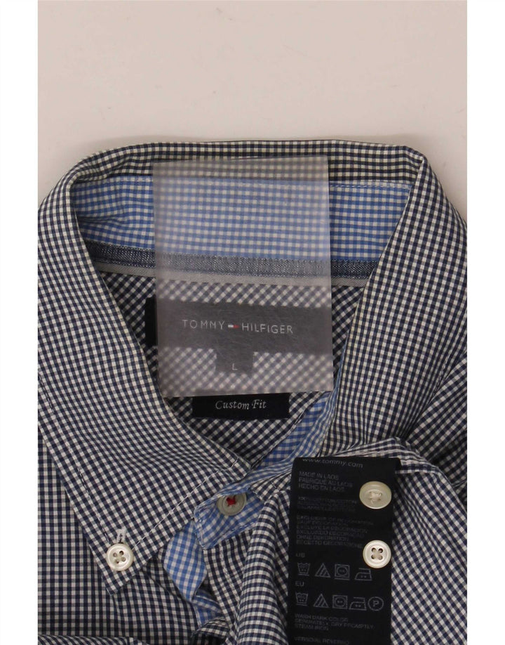 Tommy Hilfiger Chemise sur mesure pour homme Grand coton vichy bleu