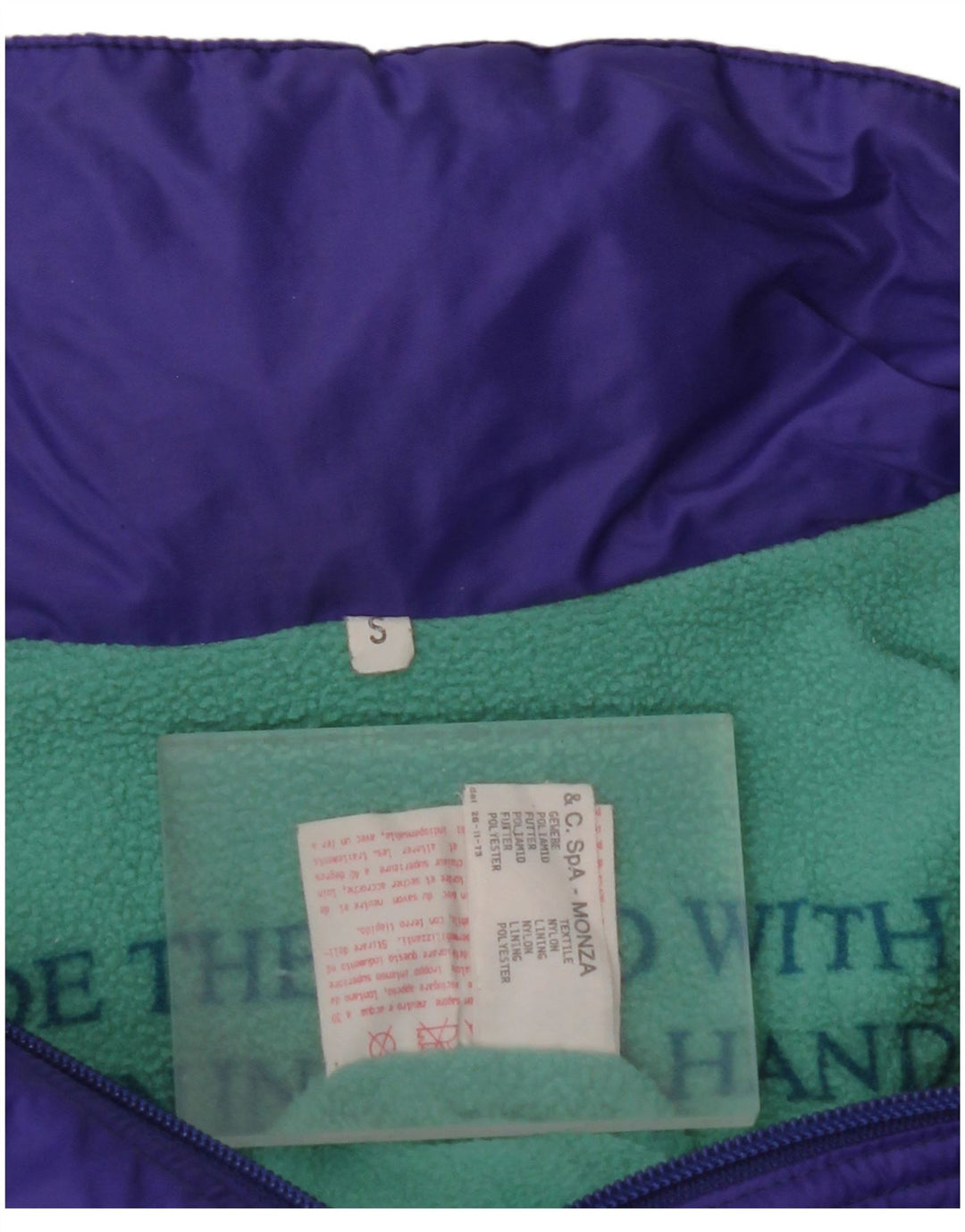 VINTAGE Veste Anorak à capuche coupe ample pour homme UK 36 Petit colorblock violet