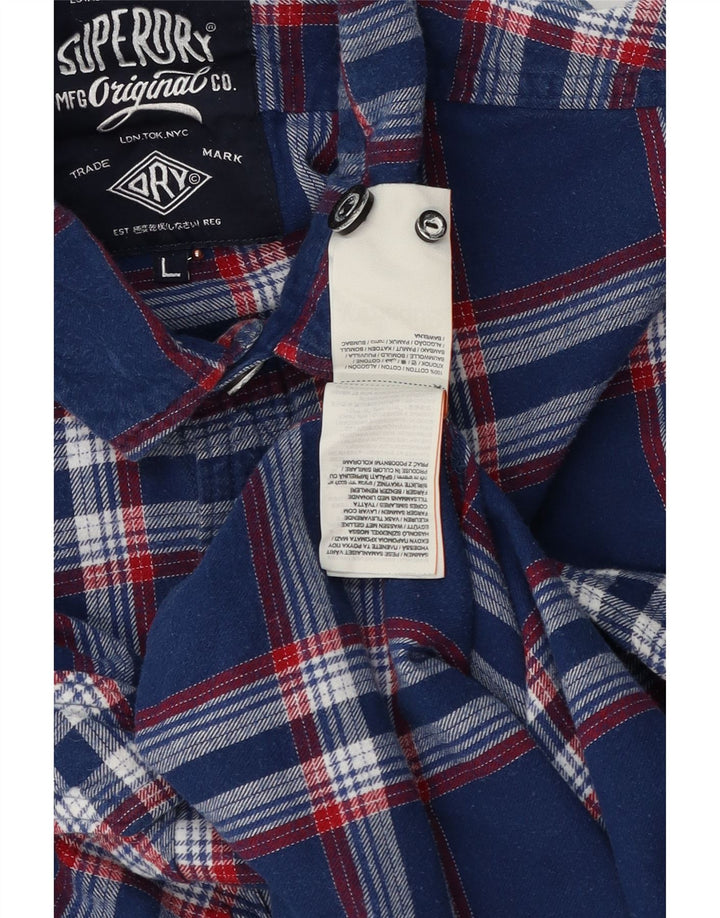 Superdry Chemise en flanelle pour homme en coton à carreaux bleu marine grand